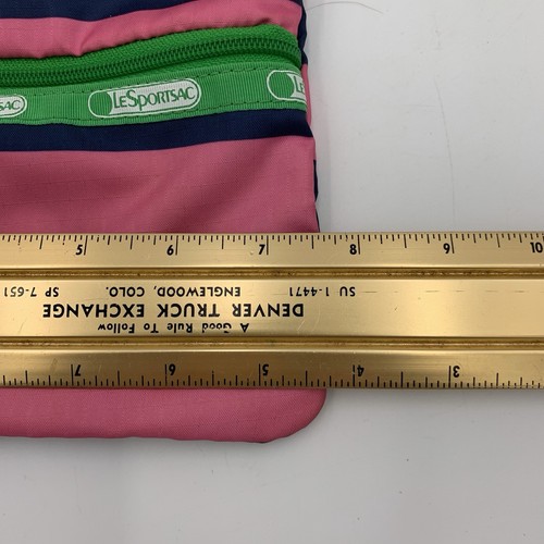 Bolso Bandolera LeSportSac Kasey Rugby Rayas Nylon 3 Cremalleras Rosa Azul Marino Verde - Imagen 9 de 9
