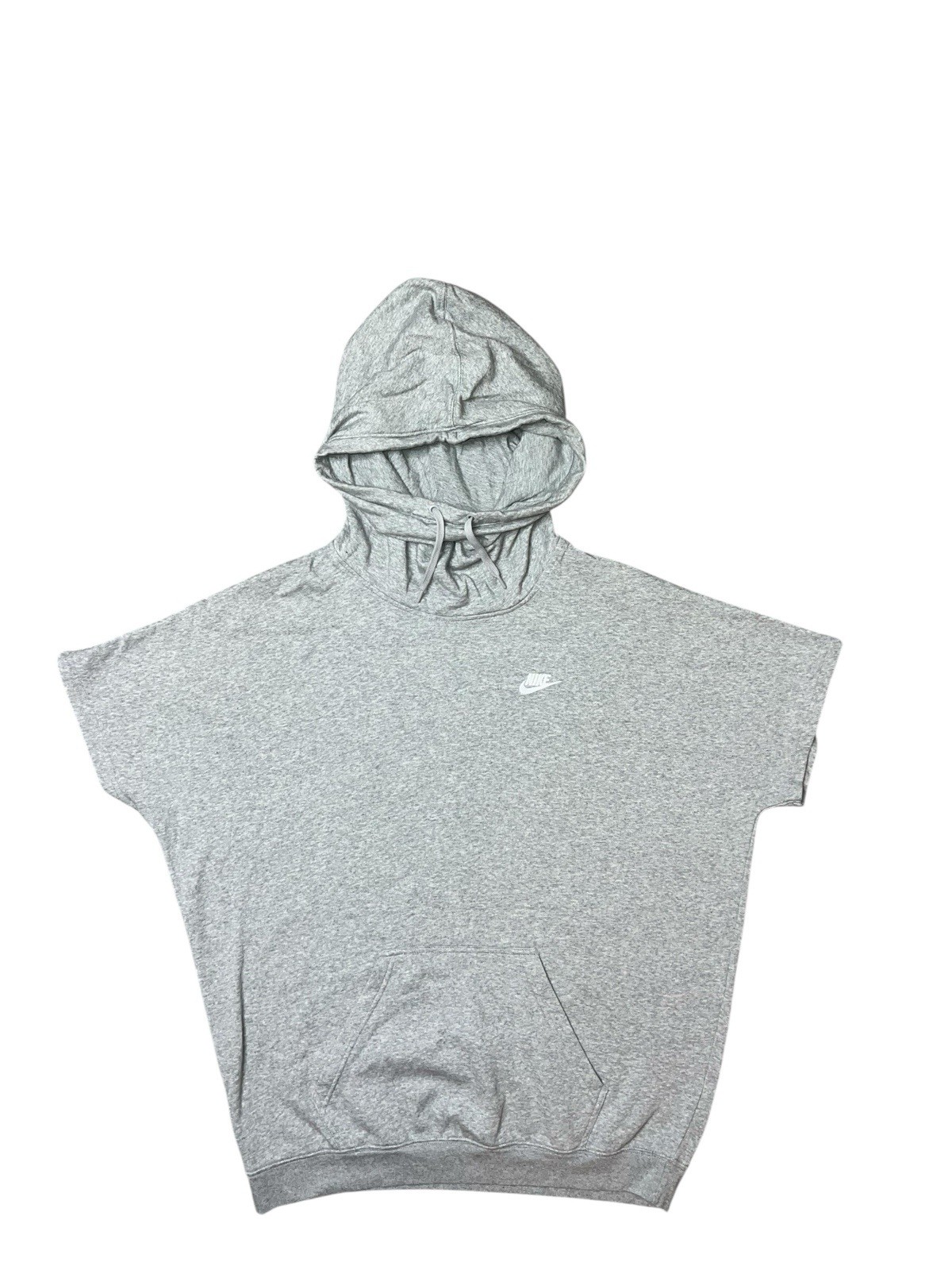 Nike Short Sleeve Pullover Fleece Funnel Hoodie Women's Large Gray