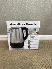 Hamilton Beach 1 Liter Electric Kettle, Stainless Steel and Black 1500 Watts 