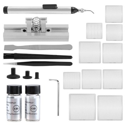 BGA Reballing Kit Direct Heating Steel Stencil Solder Paste Solder Balls Tools