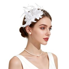 Womens Fascinators Hats Tea Party Hats for Women, Feather Pearl Headband for ...