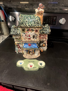 Ceramic Blue Sky Heather Goldminc Happy Holidays Musical House