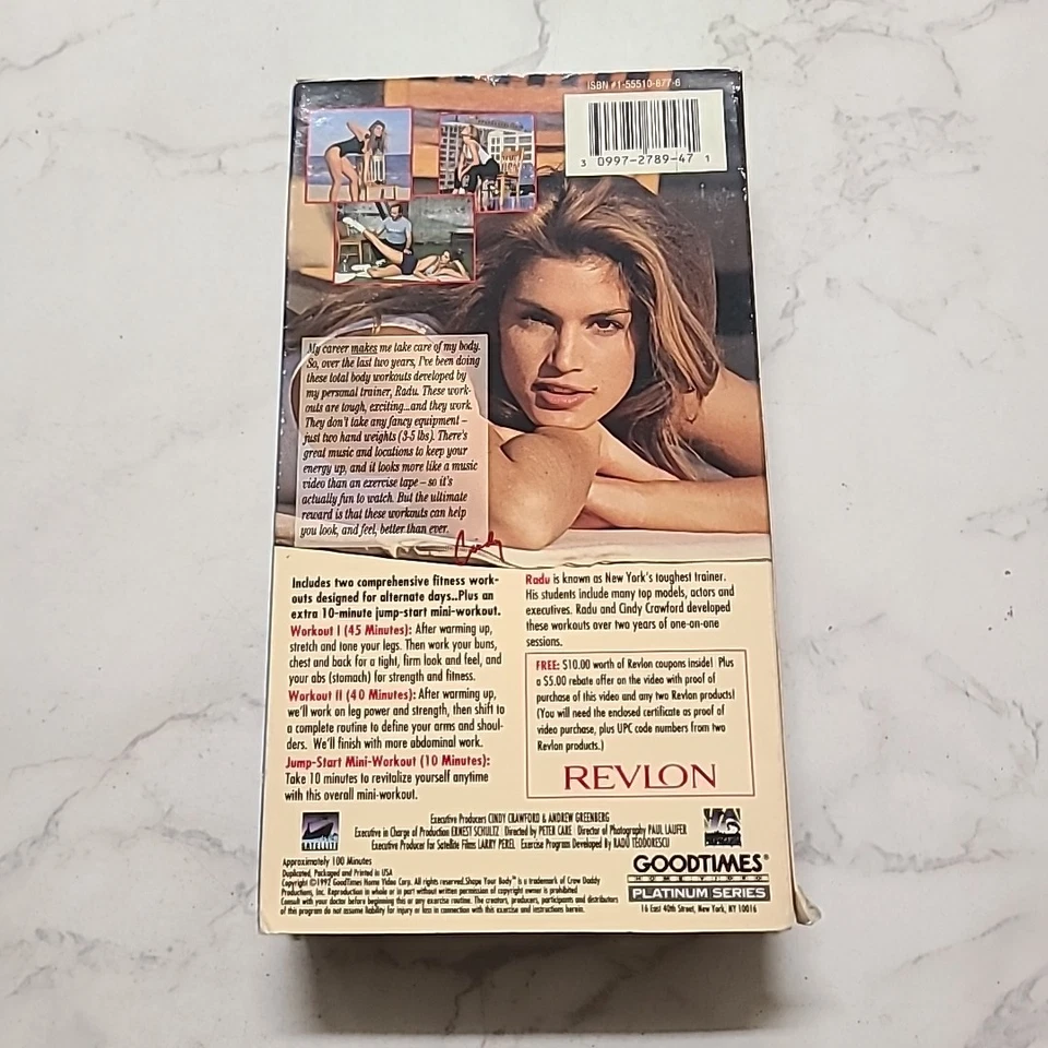 Cindy Crawford Shape Your Body Workout 1992 VHS Video Tqpe Radu fitness trainer - Image 2 of 4