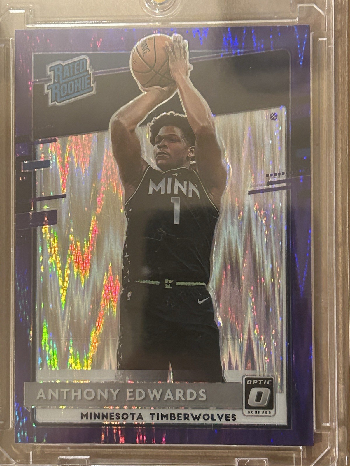 Panini Donruss Optic Anthony Edwards Rated Rookie #151 Purple Shock Prizm