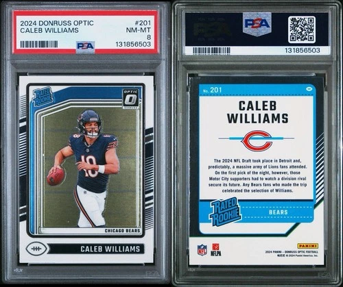2024 DONRUSS OPTIC CALEB WILLIAMS RC # 201 PSA 8 NM-MT CHICAGO BEARS