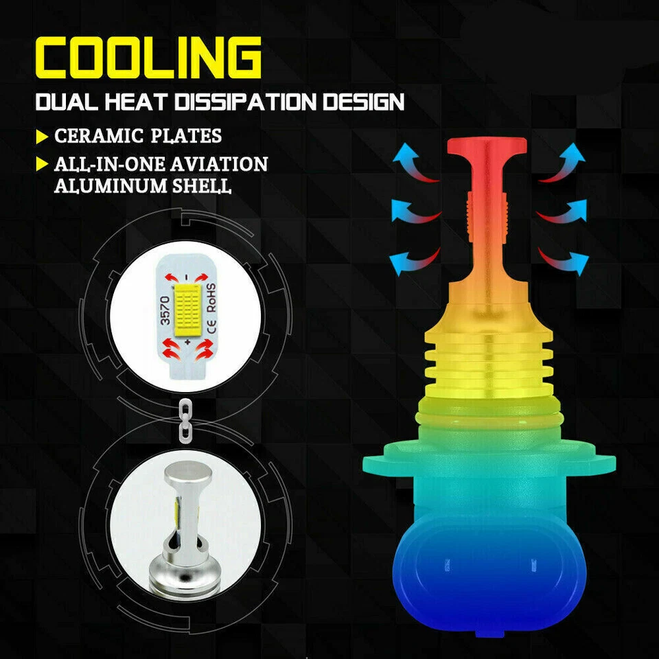 9005+9006 Combo Kit de Bombillas de Faros LED haz Alto/Bajo Blanco Super Brillante 10000K Foto 4 de 4