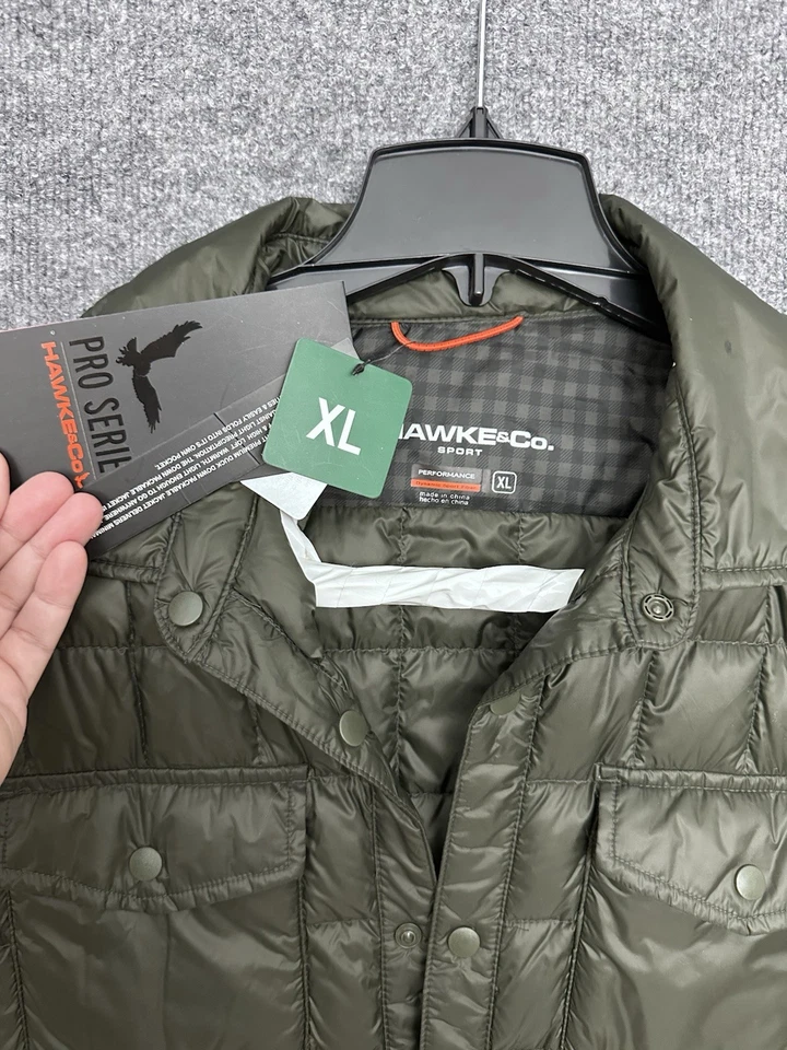NWT HAWKE&CO Mens XL DOWN jacket Coat parka winter Quilted Olive Green - Image 3 of 4