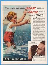 1938 Bell  Howell Co Chicago IL Filmo Color Home Movie Camera Slow Motion Ad