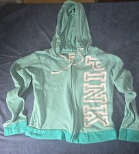 Victoria's Secret Pink Zip Up L/S Hoodie Sweater Women Junior Size Small S Y2k