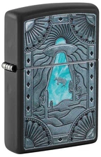 Zippo Cow Abduction Design Black Matte Windproof Pocket Lighter, 218-110390