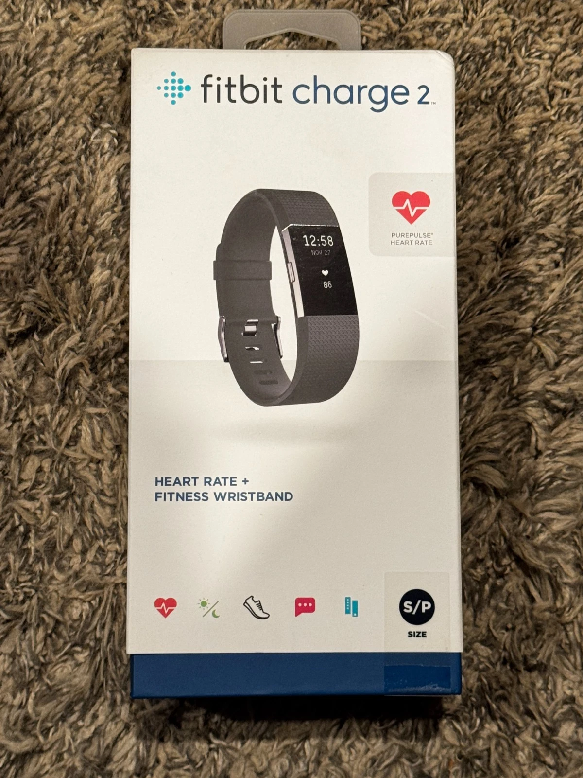 Black Fitbit Charge 2 Smart watch Fitness Tracker Sleep Heart Rte Monitor SZ S/P