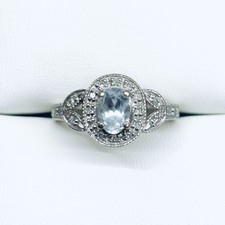 THL 14k White Gold Oval Cut Aquamarine & Diam...