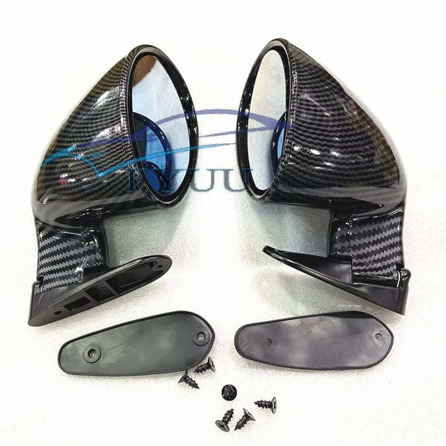 Espejos retrovisores laterales estilo retro vintage deportivo coche de carreras aspecto fibra de carbono 2 piezas Foto 4 de 4