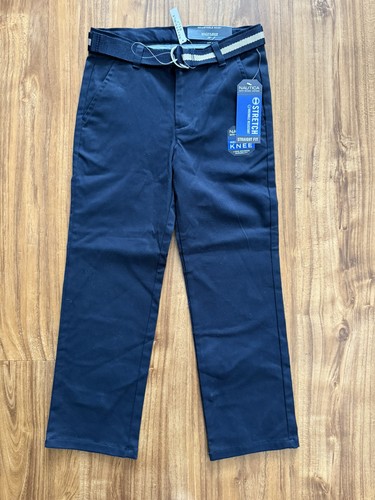 Boy's Nautica School Uniform Pants w/Adjustable Waist 6 Regular Navy Blue NWT