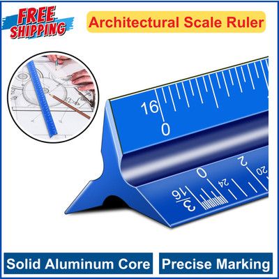 Architectural Scale Ruler, 12'' Imperial Architect Scale Aluminum Engineer Scale