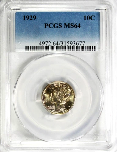 1929 Mercury Dime PCGS MS 64 #GA6-77 "90% Silver"