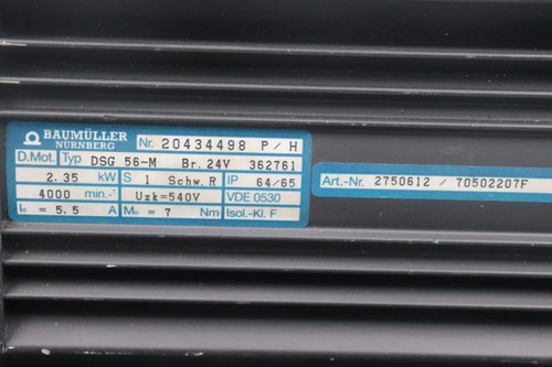 Baumüller DSG 56-M Servomotor 2,35kW 5,5A 4000rpm 2750612 Used - Bild 2 von 9