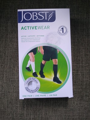 JOBST ACTIVE WEAR MEDICAL COMPRESSION SOCKS, FULL CALF COOL WHITE 15-20 mmhg L