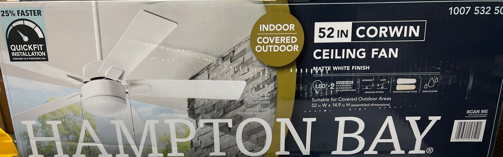 Hampton Bay 52 in. Corwin Indoor/Outdoor Matte White LED Cei
