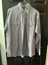 Mens Western Cowboy Shirt Sz Large Lee 70s Union Pearl Snap Blue Red Vtg Work