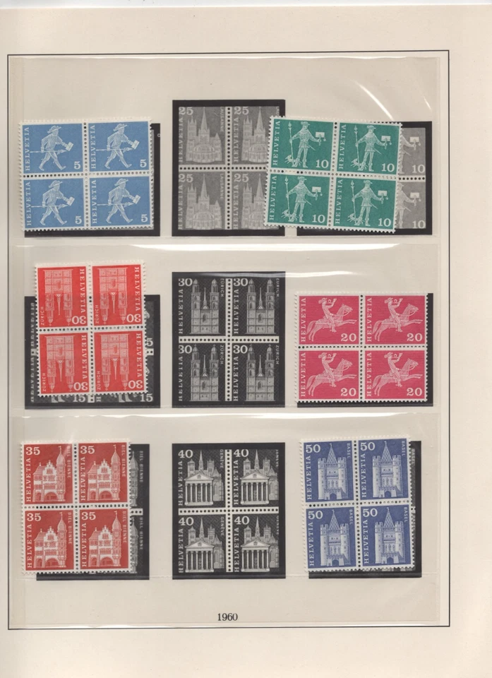 SWITZERLAND 1960-1963 MNH COLLECTION OF 70 IN BLOCKS OF 4 INCLUDES SC. #406-409 - Image 3 of 4