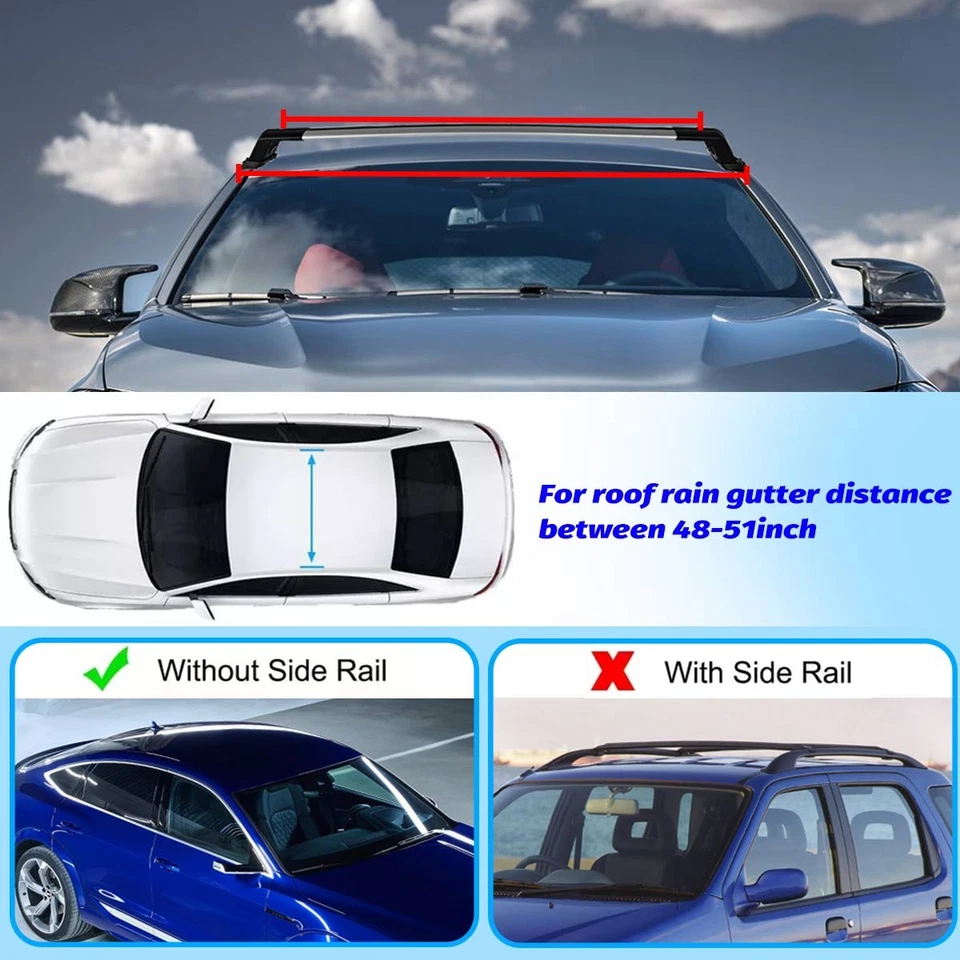 Car Top Roof Rack Bar Cross Luggage Cargo Carrier Lock For Chrysler 200 1990-21 - Image 4 of 4