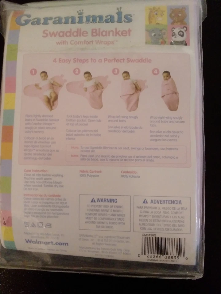 MANTA ENVOLVENTE GARANIMALS CON ENVOLTURAS CÓMODAS, 7-14 LBS. Foto 2 de 2