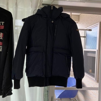 Mackage XS Navy Down Jacket with Hood and Ribbed Cuffs
