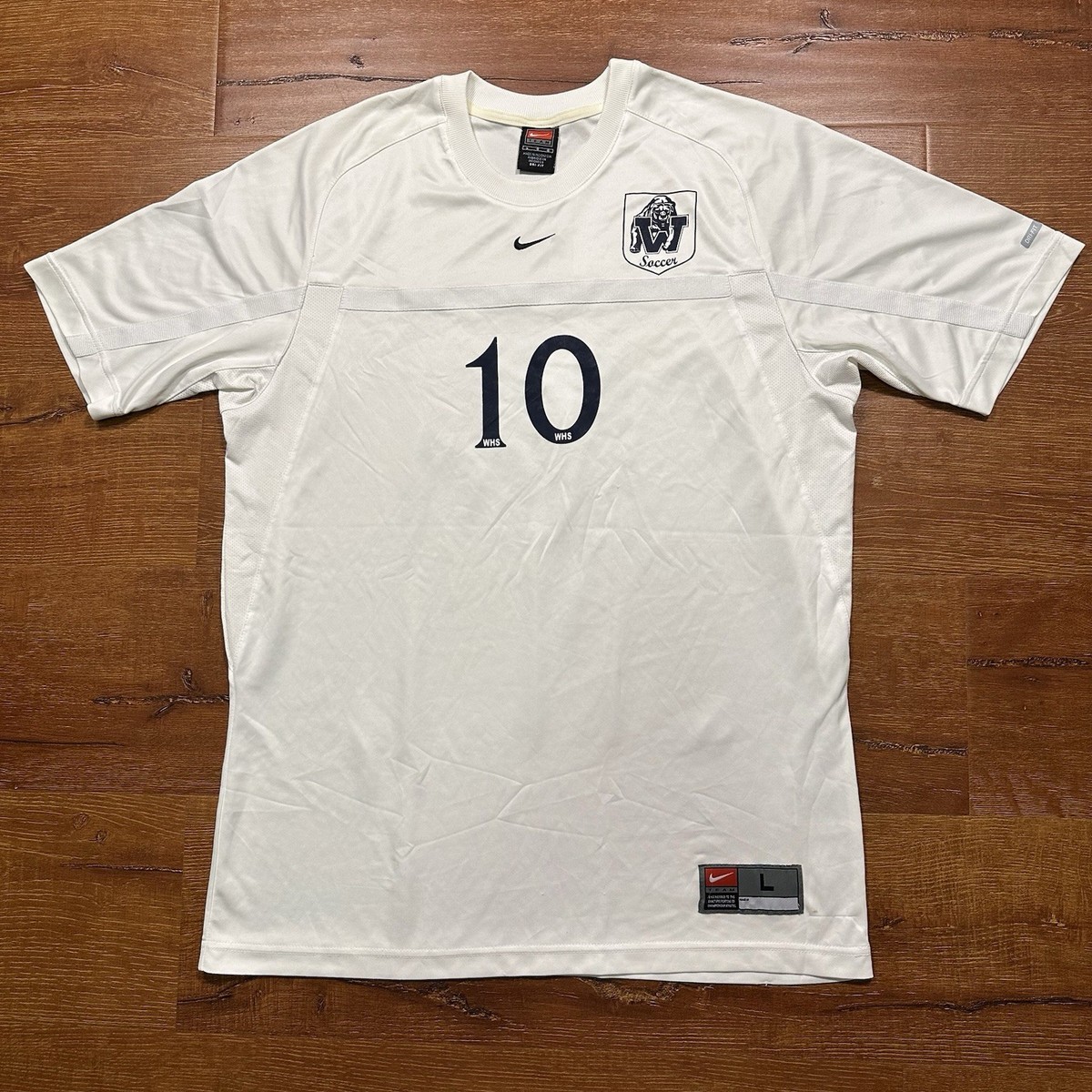 Vintage Nike Soccer Jersey Mens L White Center Swoosh Check