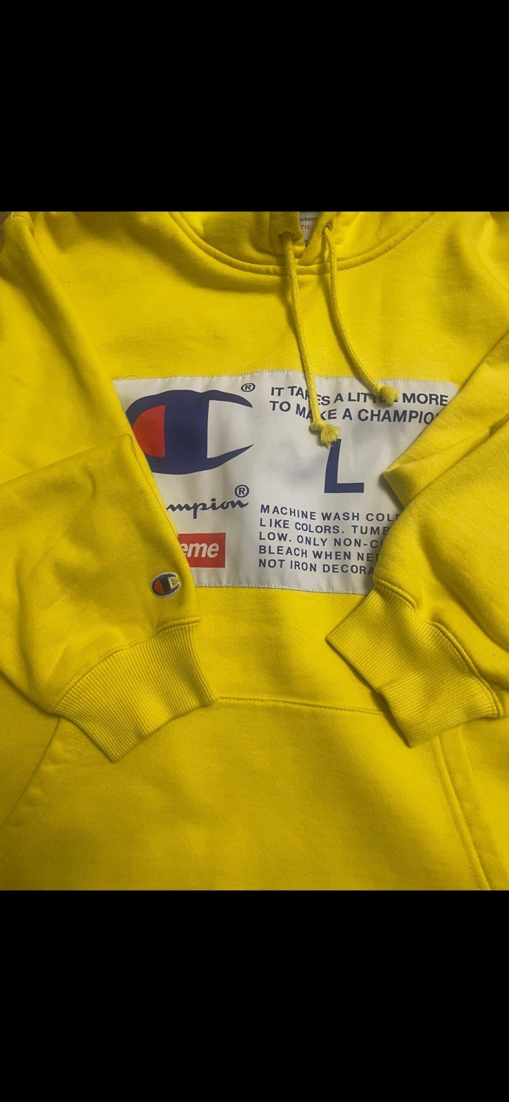 Supreme x Champion Label Hoodie Size Large Yellow image 7