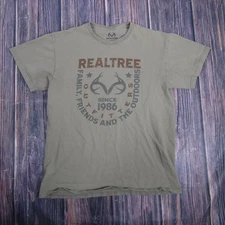 Realtree Shirt Mens Medium Green Graphic Outdoor Hunting Cotton Tee Casual