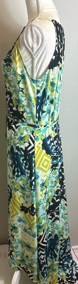 New York & Company Sleeveless Multi Color Stretch Hi Lo Maxi Dress Size L 12/14 - Imagem 3 de 4