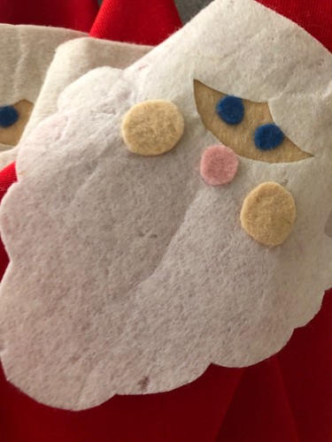 Vintage Homemade Red Napkins Felt Santa Napkin Rings x8 - Picture 11 of 14