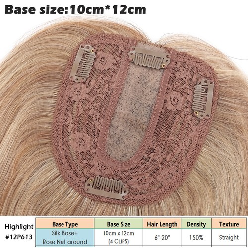 100% Real Remy Human Hair Mono Topper Toupee Clips Hairpiece Top Wigs Caramel US - Picture 40 of 88