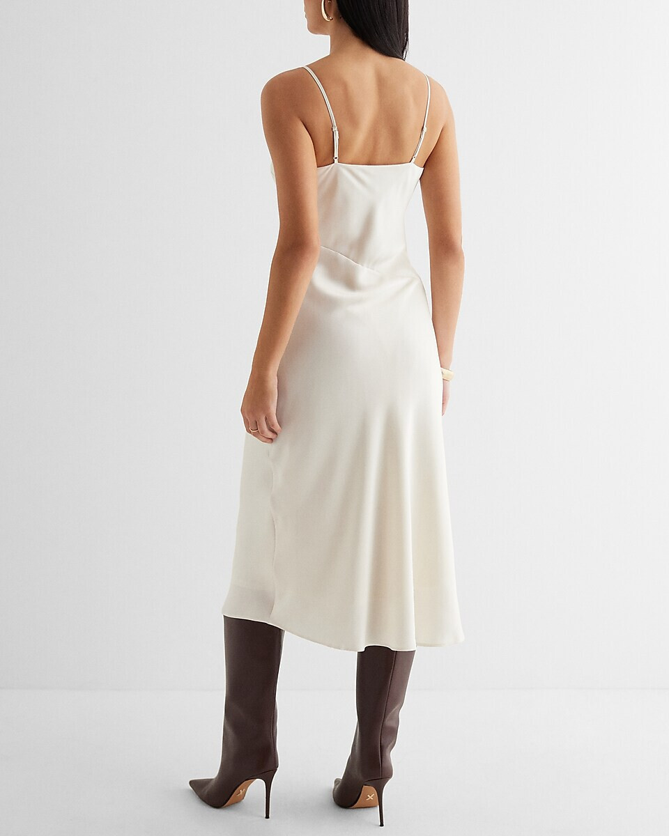 satin scoop neck midi downtown cami slip dress Satin Scoop Neck Midi Downtown Cami Slip Dress