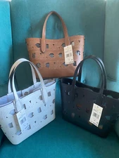 Set of 3 NWT Michael Kors Eliza ES EastWest Open Tote Bags Black, White, Brown