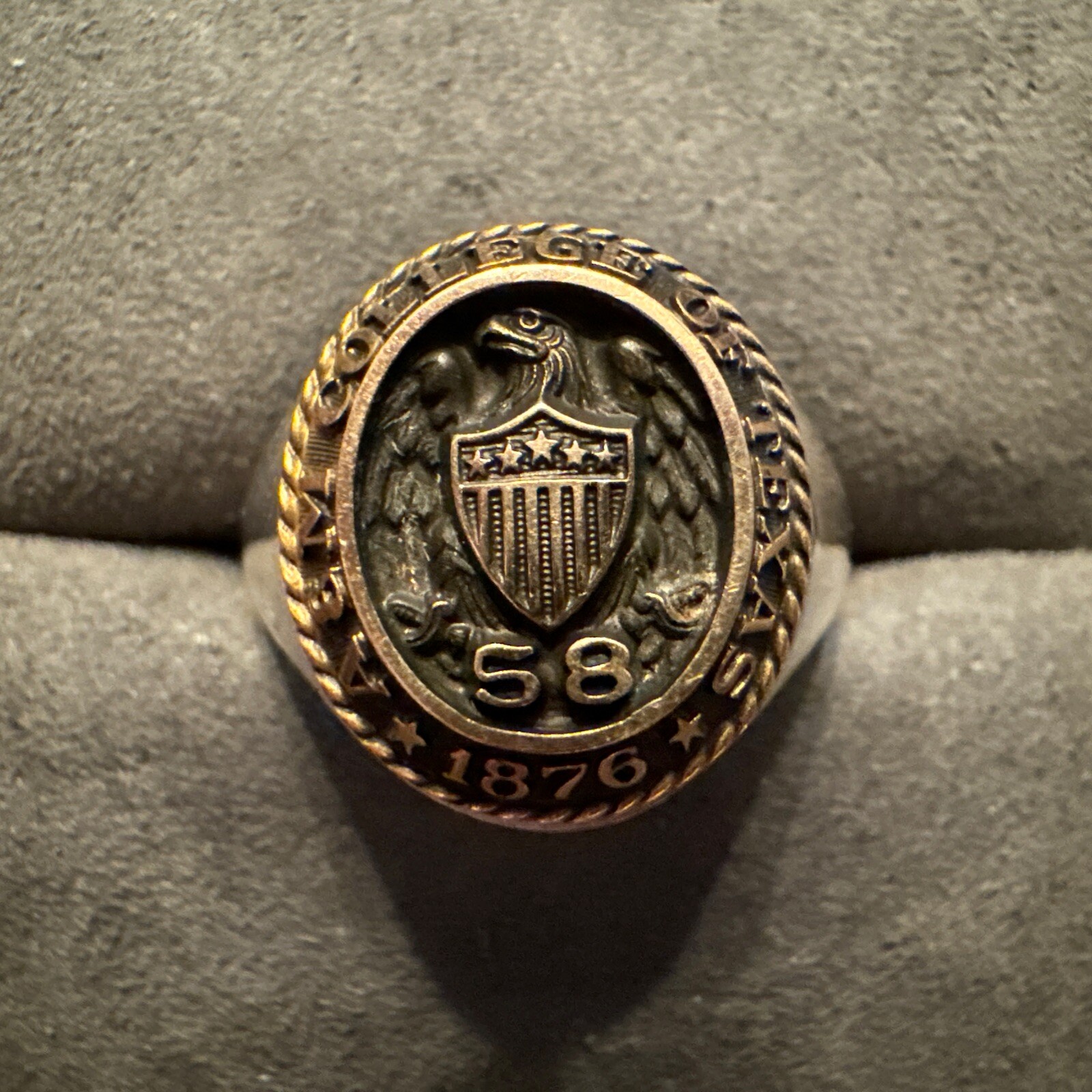 14k-yellow-gf-texas-a-m-class-ring-top-on-sterling-silver-signet-ebay