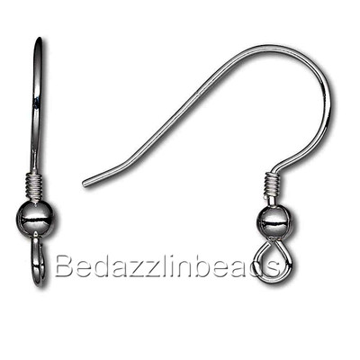 100 Gunmetal Ball & Coil Fishhook Hook Earring Findings With Open Loop Ring