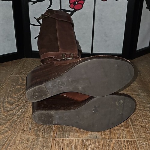 Cole Haan Knee High Wedge Heeled Boots Brown Size 7 - Picture 8 of 12