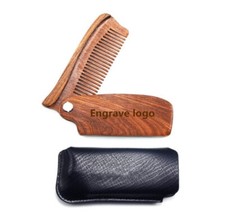 Engrave logo-Goldensandalwood comb folding comb beard comb pocket comb with case