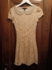 Forever 21 Light Pink Lace Dress With Faux Pearl Collar Size S