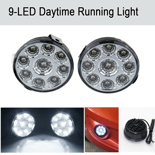 Bright LED Car Light 2pcs Round Daytime Running Light Fog Day Driving Lamp Parts - Picture 8 of 8