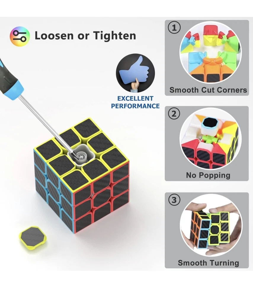 Speed Cube 3x3x3 Black puzzle cube 3x3 carbon fiber Party Birthday Gift Toy - Image 4 of 4
