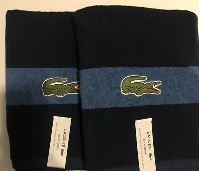 LACOSTE Green ALLIGATOR Blue 100% COTTON BATH Pool