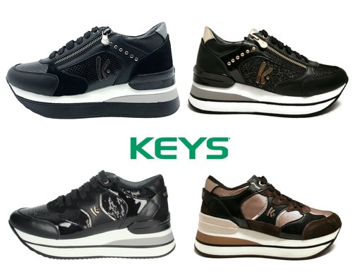 Scarpe donna Keys Sneakers donna con zeppa e plantare estraibile in vera  pelle | eBay