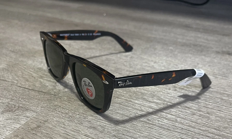 Gafas de sol polarizadas G1N con etiquetas RayBan originales Wayfarer verde tortuga 2140 9 Foto 3 de 4