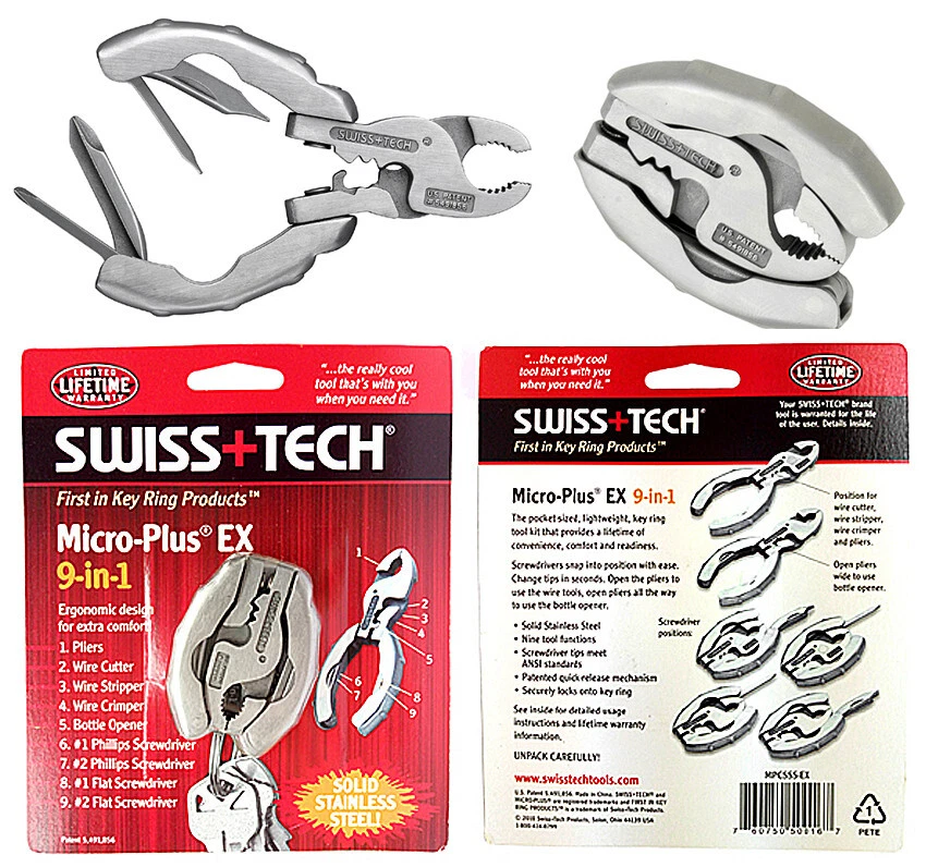 Swiss+Tech Micro Plus Ex 9 in 1 Pocket Multi Tool Plier Pocket Keychain - Image 3 of 3