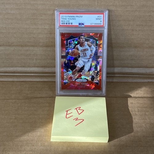 Trae Young 2019-20 Panini Prizm Red Cracked Ice Prizm #31 Atlanta Hawks PSA 9 - Picture 10 of 10