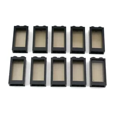 TCM BRICKS Black 1x2x3 Flat Front Windows w/ Trans Black Glass X10 Compatible 