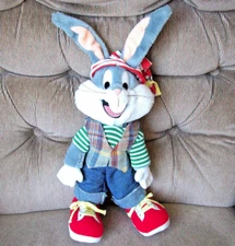 24K Mighty Star BUGS BUNNY 16in Plush Rabbit Vest Striped Shirt Jeans Cap